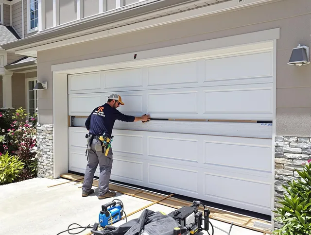Mount Holly Garage Door Repair team performing complete garage door replacement at Mount Holly residence
