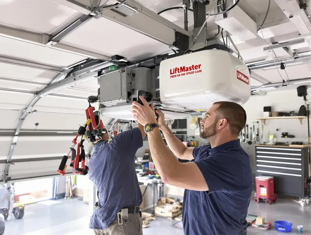 Mount Holly Garage Door Repair technician performing advanced diagnostics on garage opener in Mount Holly