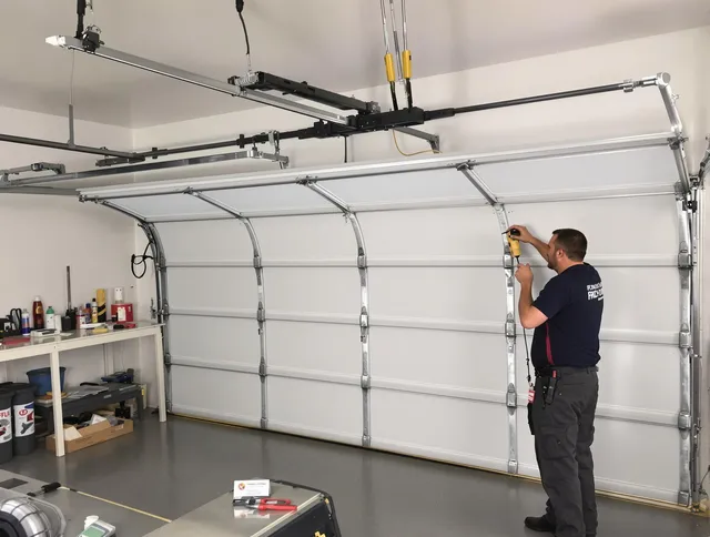 Mount Holly Garage Door Repair certified technician performing overhead door system repair in Mount Holly