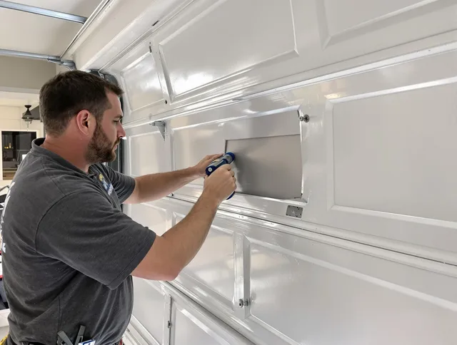 Garage door panel repair by Mount Holly Garage Door Repair in Mount Holly