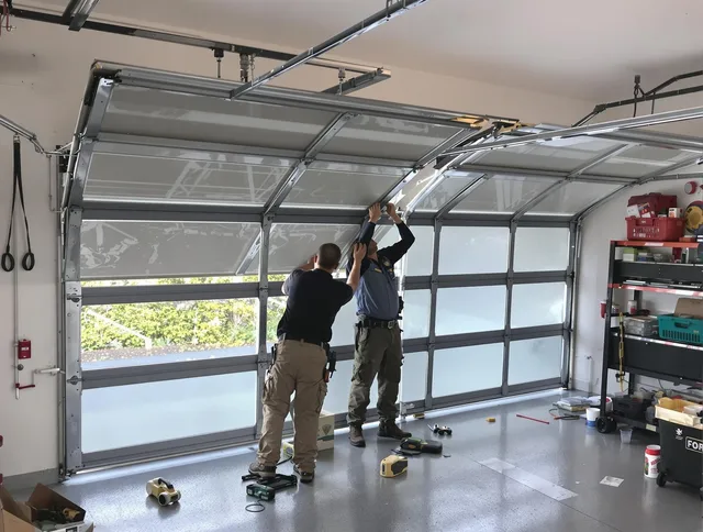 Mount Holly Garage Door Repair expert performing precise panel replacement on Mount Holly garage door