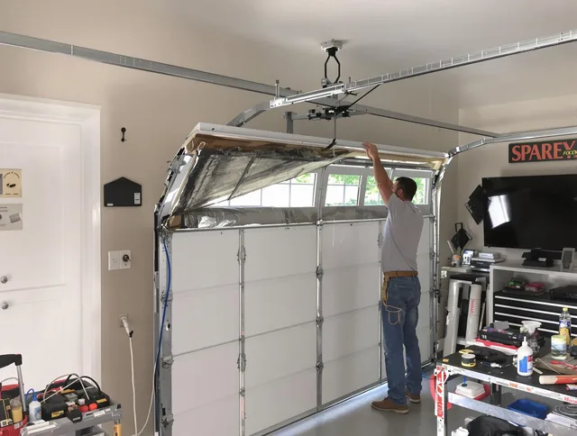 Garage door section replacement by Mount Holly Garage Door Repair in Mount Holly